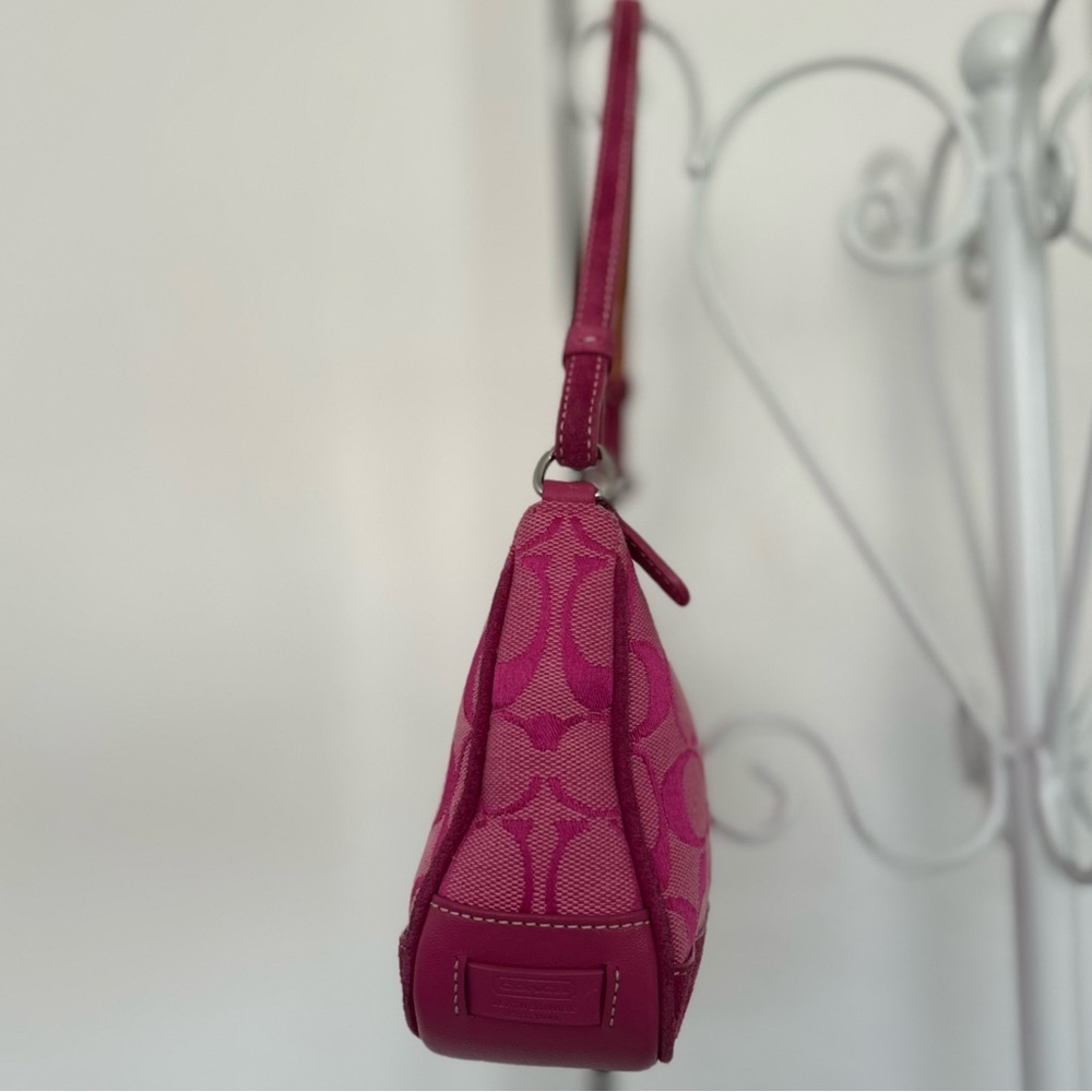 Coach HOT PINK Signature Logo Demi Mini Canvas bag - Picture 6 of 15